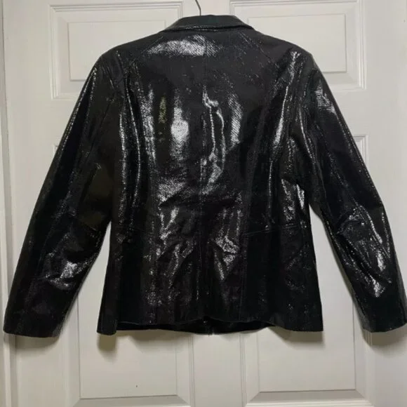 Preston & York Womens Vintage Large Leather Jacket Snake skin style Full Zip - Picture 2 of 5